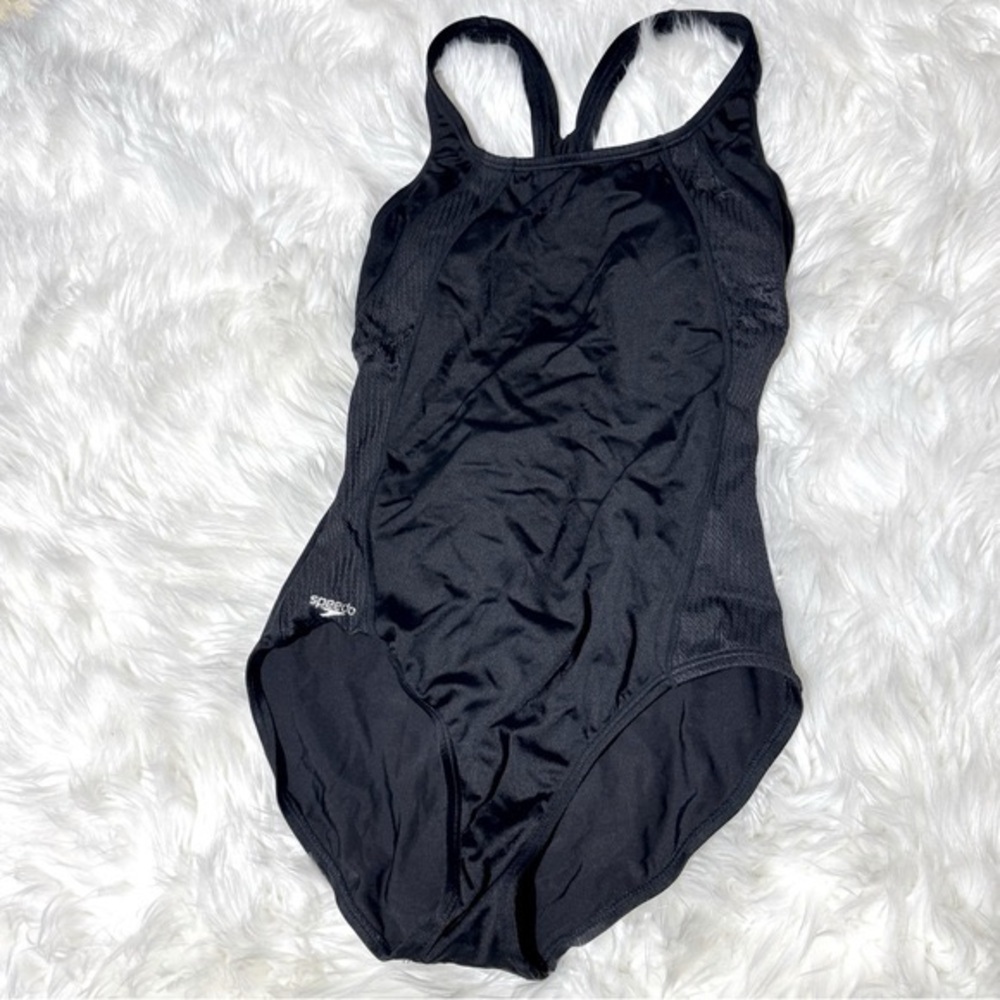Speedo black one piece swimsuit size 12